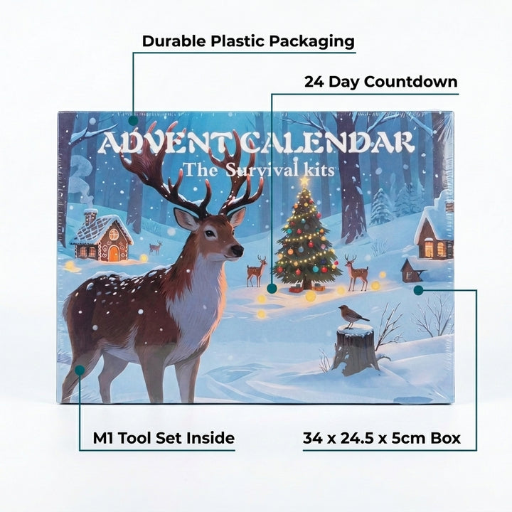 Outdoor Survival Tool Set Advent Calendar - 24 Day Emergency Gear Kit M1