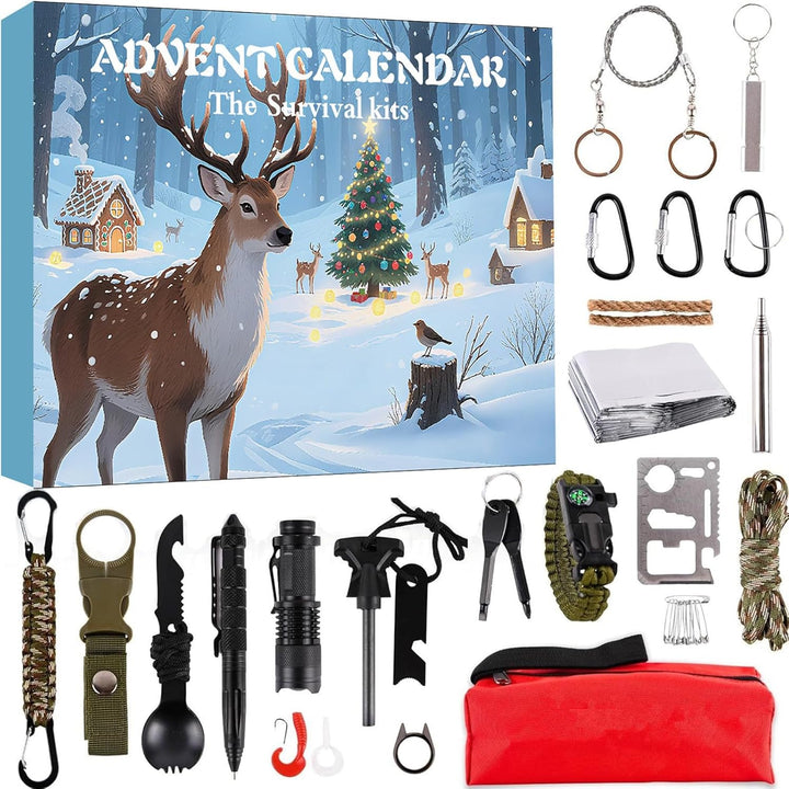 Outdoor Survival Tool Set Advent Calendar - 24 Day Emergency Gear Kit M1
