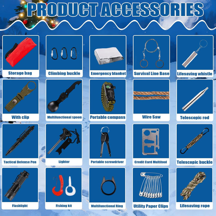 Outdoor Survival Tool Set Advent Calendar - 24 Day Emergency Gear Kit M1