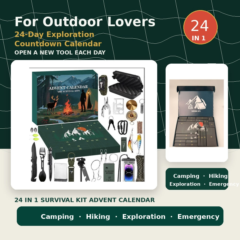 Outdoor Survival Tool Set Advent Calendar - 24 Day Countdown Gift Box M3