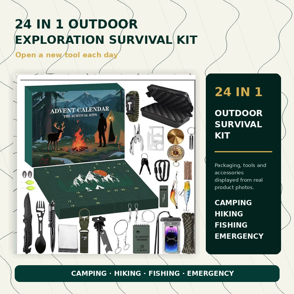 Outdoor Survival Tool Set Advent Calendar - 24 Day Countdown Gift Box M3