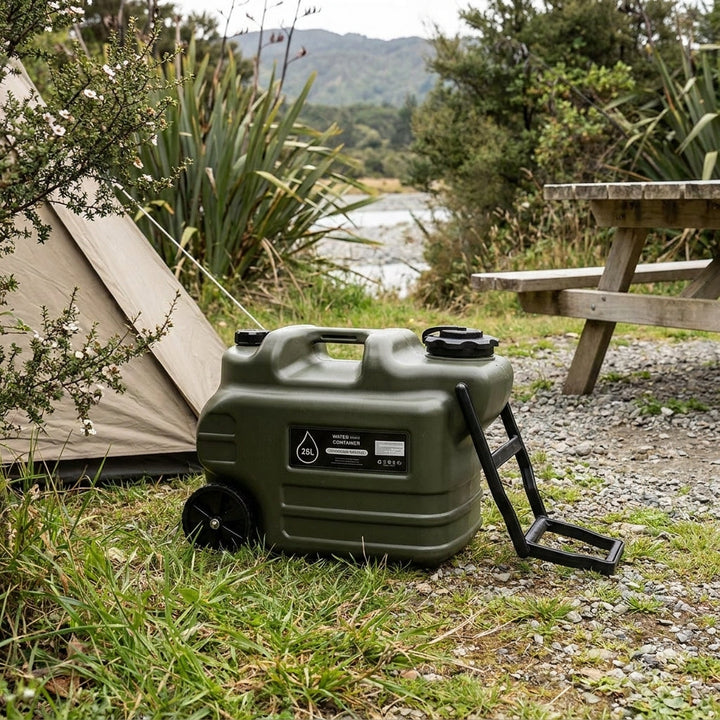 CNH26022 wheeled water jug at campsite