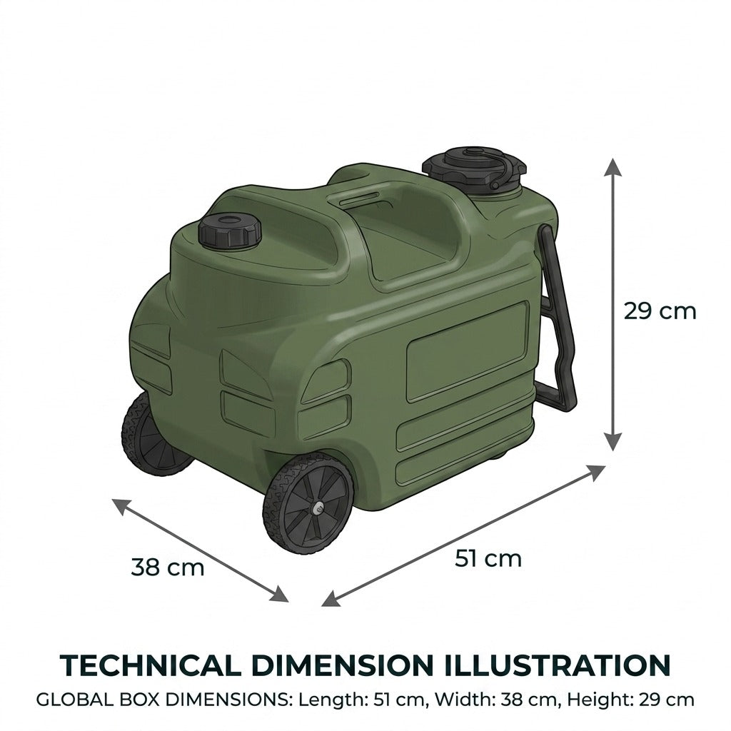 Portable Wheeled Water Jug with Folding Handle for Camping & Hiking - Green