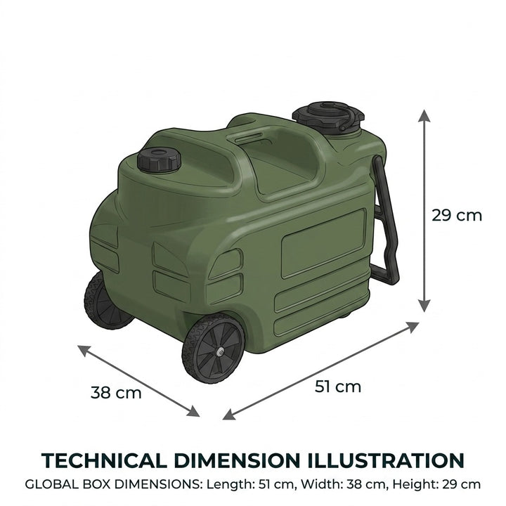 Portable Wheeled Water Jug with Folding Handle for Camping & Hiking - Green