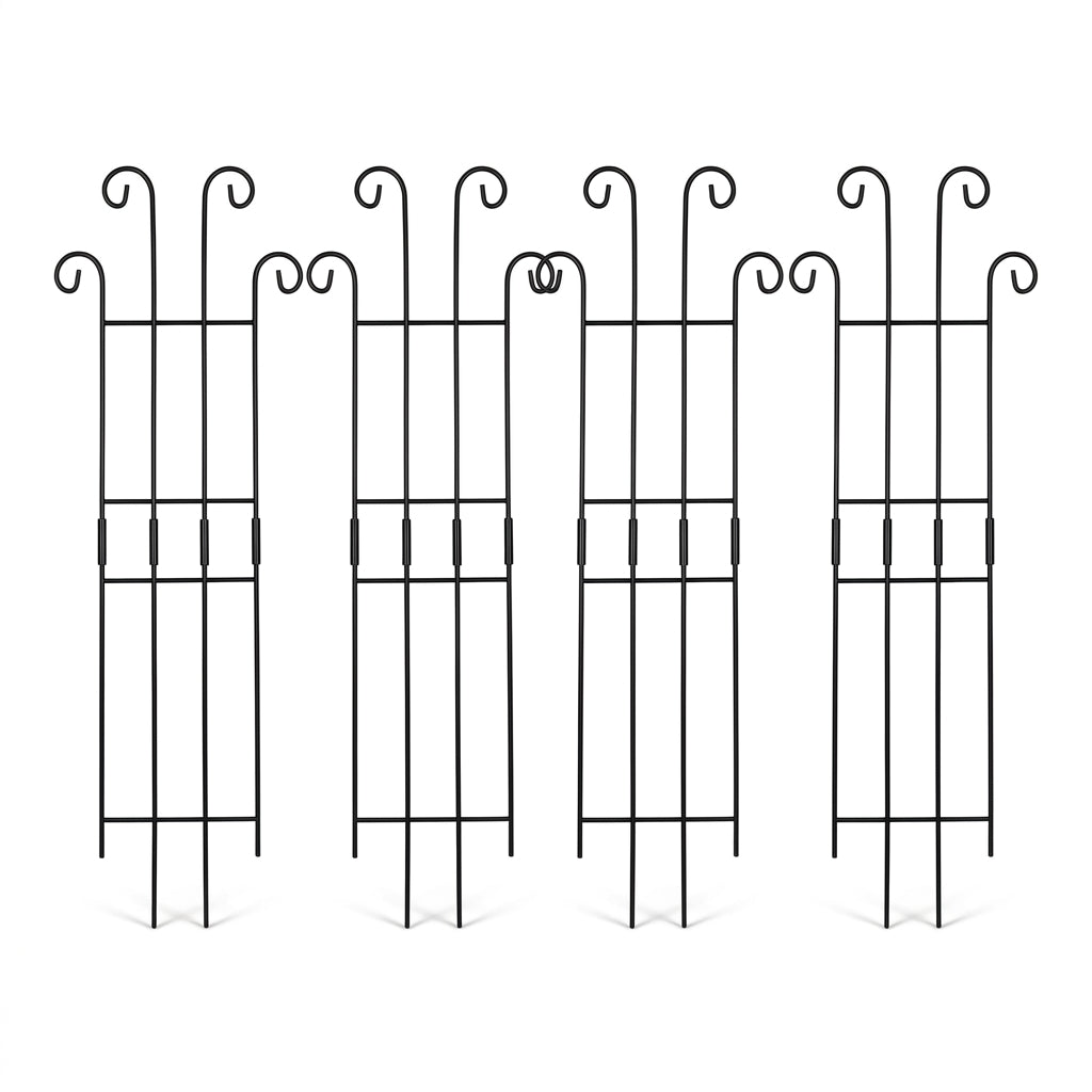4 Pcs Metal Garden Trellis for Climbing Plants - Black Iron Flower Support