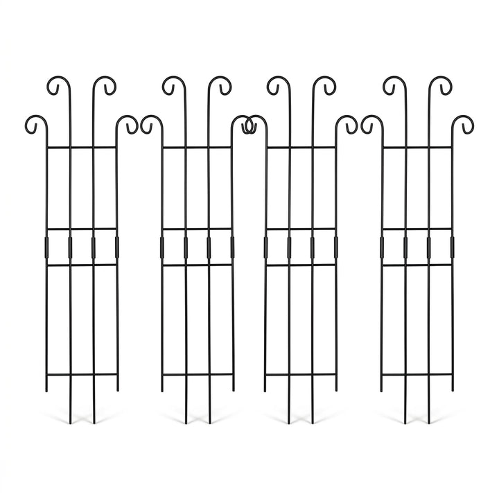 4 Pcs Metal Garden Trellis for Climbing Plants - Black Iron Flower Support