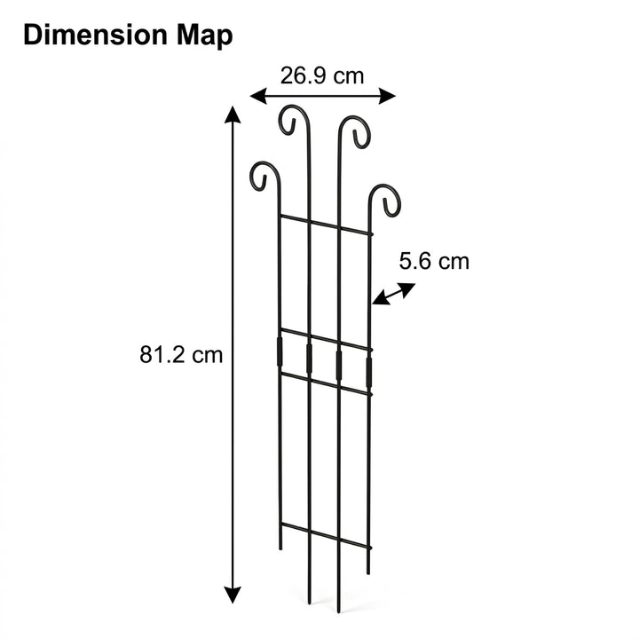 4 Pcs Metal Garden Trellis for Climbing Plants - Black Iron Flower Support