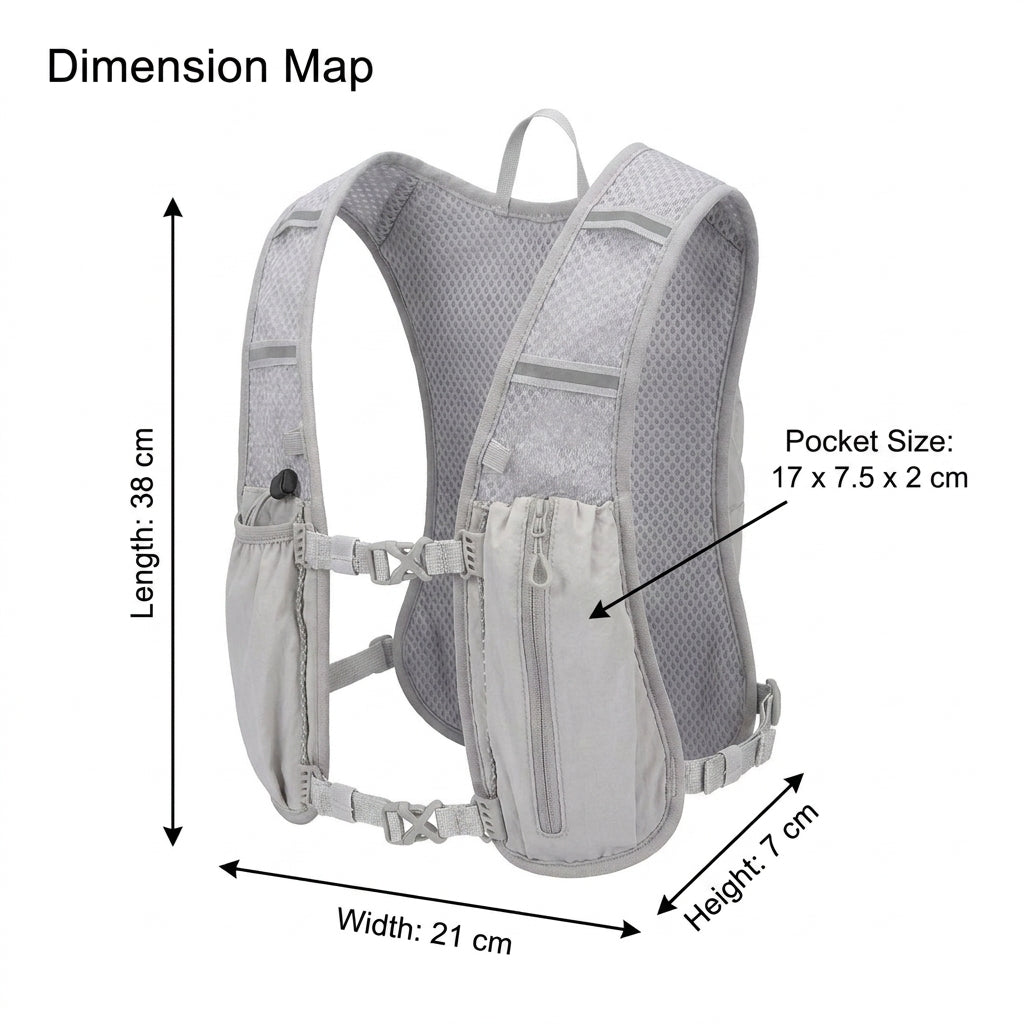 Running Hydration Vest Backpack for Trail Running and Marathons - Light Gray