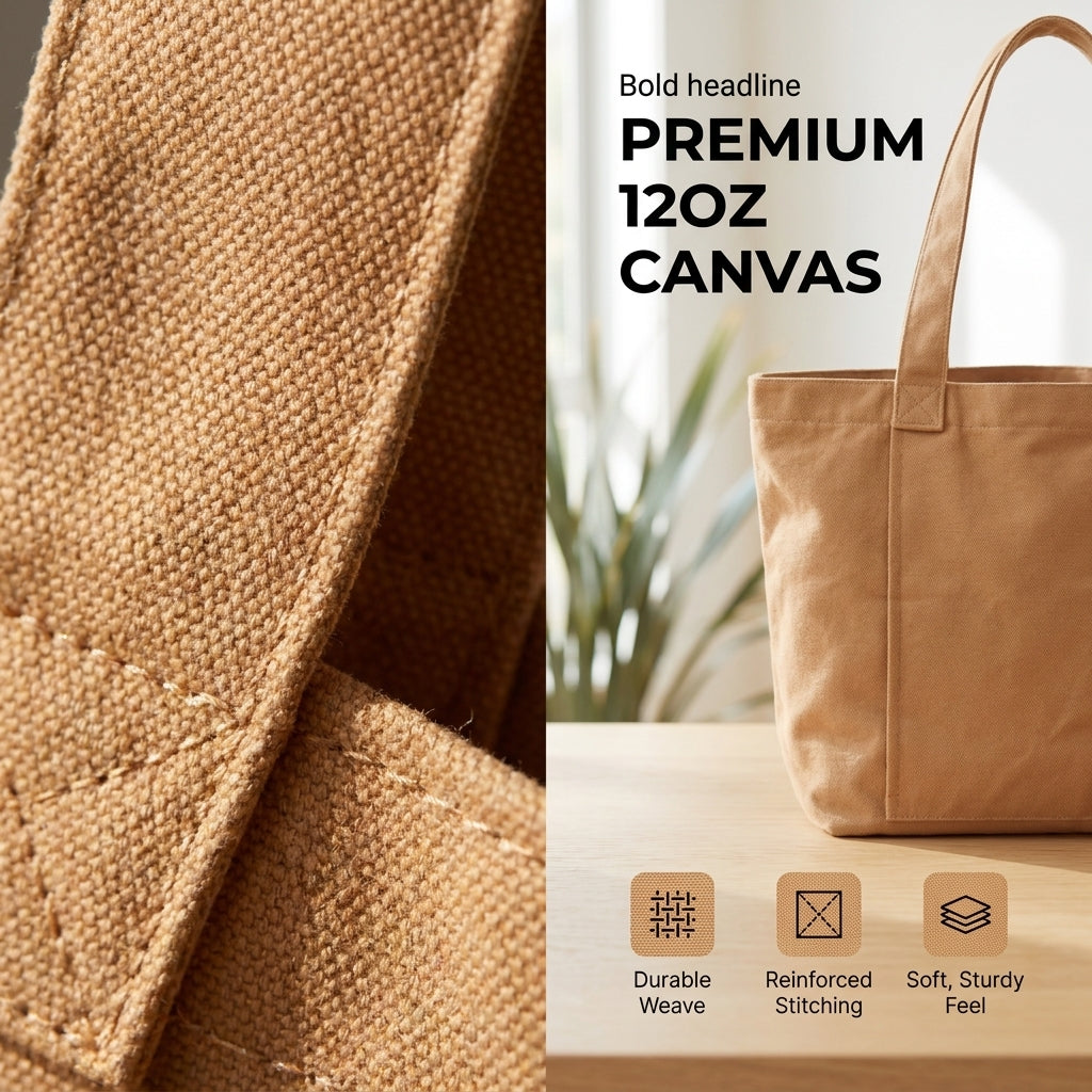 Canvas Yoga Mat Storage Bag - Large Tote with Inner Pocket - Apricot