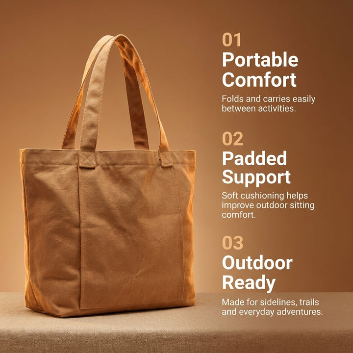 Canvas Yoga Mat Storage Bag - Large Tote with Inner Pocket - Apricot