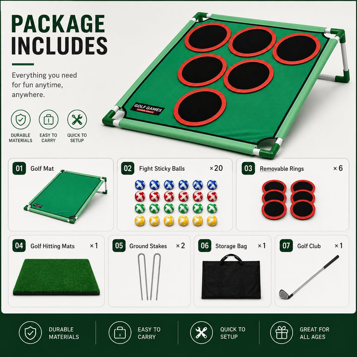 Golf Game Play Set with Hitting Mat and 20 Balls - Indoor & Outdoor Fun