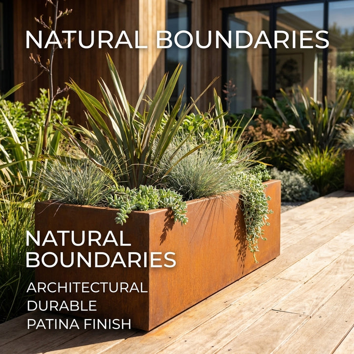 Rectangular Corten Steel Planter Box 100cm - Rusted Finish Garden Pot