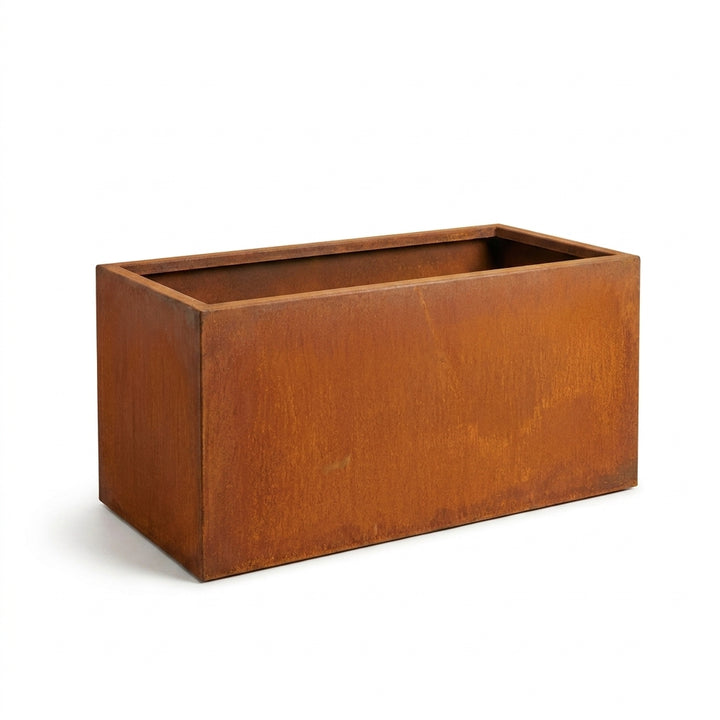 Rectangular Corten Steel Planter Box 80x40x40cm - Rusted Finish