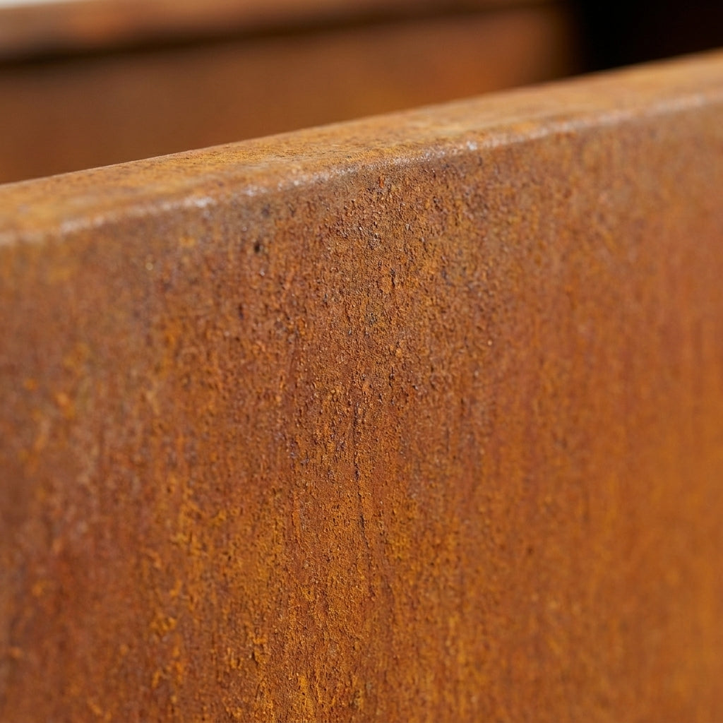 Rectangular Corten Steel Planter Box 80x40x40cm - Rusted Finish