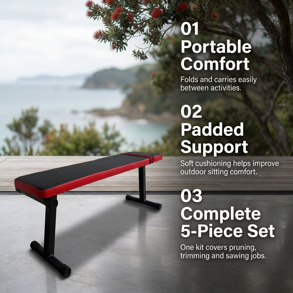 Foldable Flat Weight Bench for Home Gym Strength Training and Dumbbell Exercises