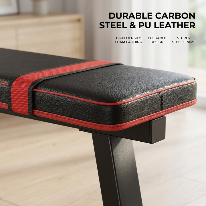 Foldable Flat Weight Bench for Home Gym Strength Training and Dumbbell Exercises