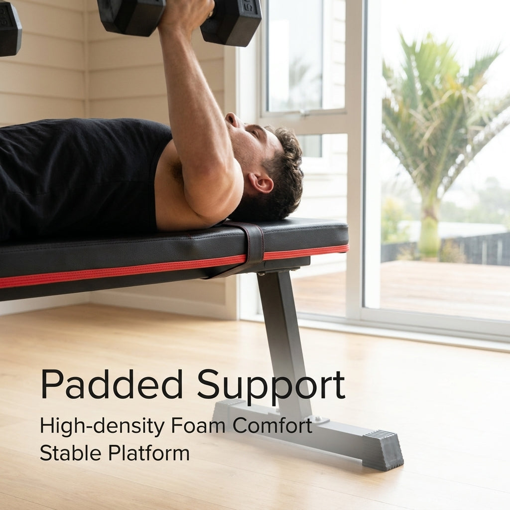 Foldable Flat Weight Bench for Home Gym Strength Training and Dumbbell Exercises
