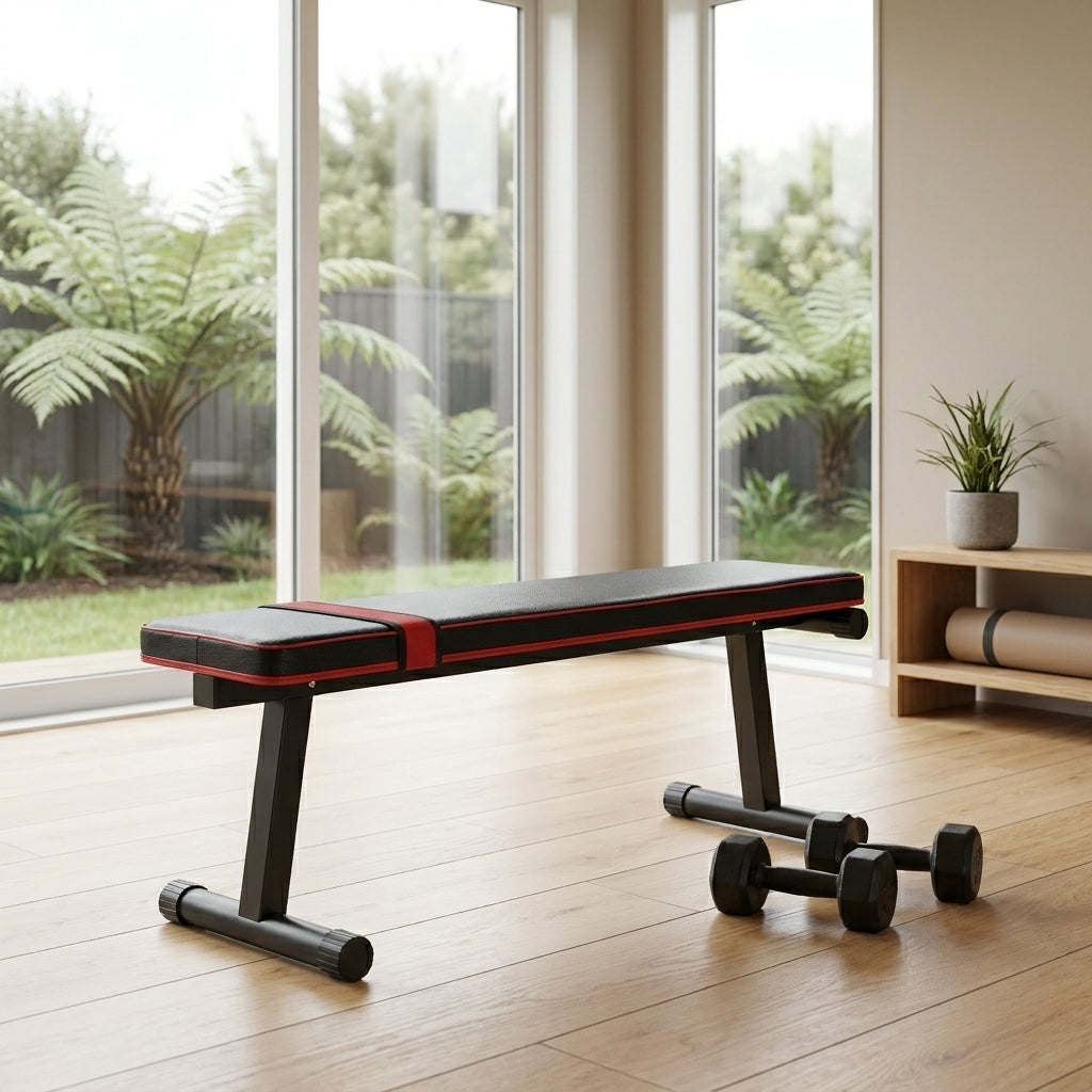Foldable Flat Weight Bench for Home Gym Strength Training and Dumbbell Exercises