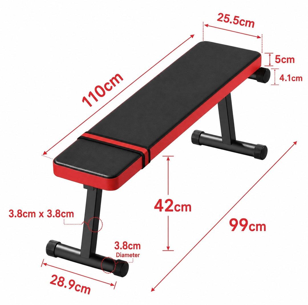 Foldable Flat Weight Bench for Home Gym Strength Training and Dumbbell Exercises