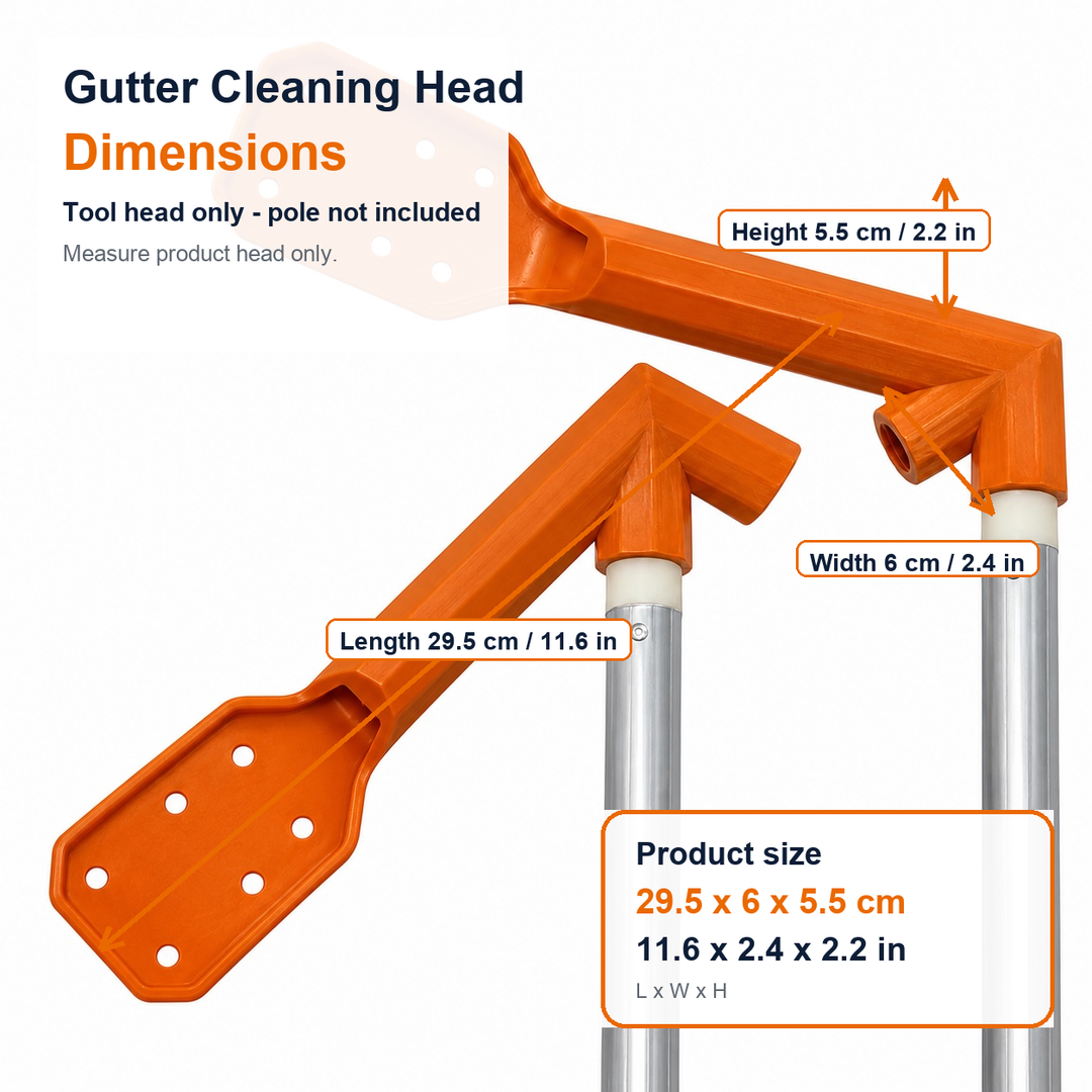 Multi-Angle Gutter Cleaning Tool Head - Pole Not Included - Orange