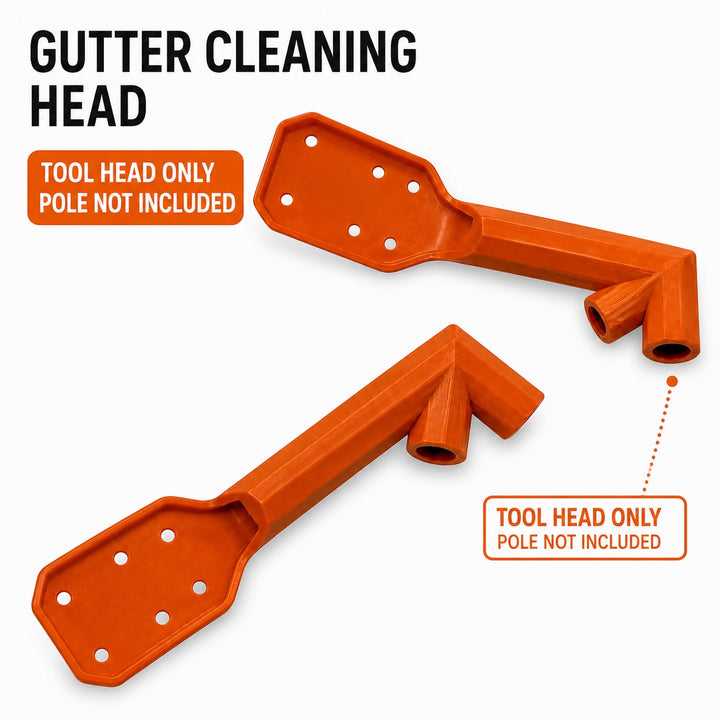 Multi-Angle Gutter Cleaning Tool Head - Pole Not Included - Orange