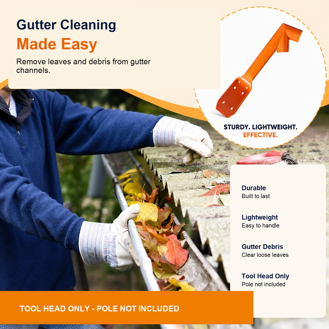 Multi-Angle Gutter Cleaning Tool Head - Pole Not Included - Orange