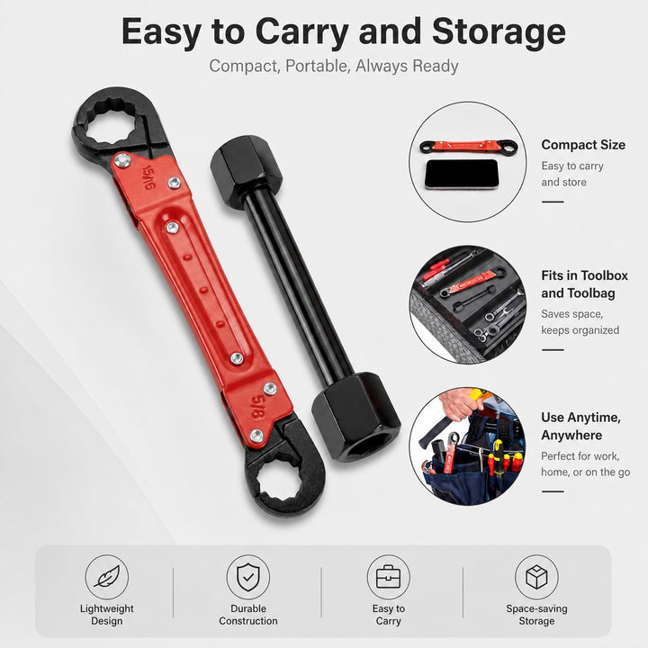 Plumbing Tools Angle Stop Wrench Kit - Double-Ended Pipe Wrench Set