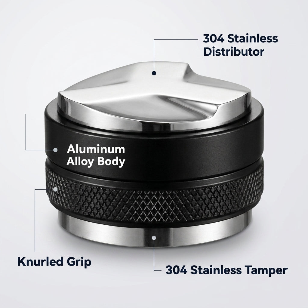 58mm Dual-Head Coffee Distributor and Tamper - Heavy Duty Espresso Leveler