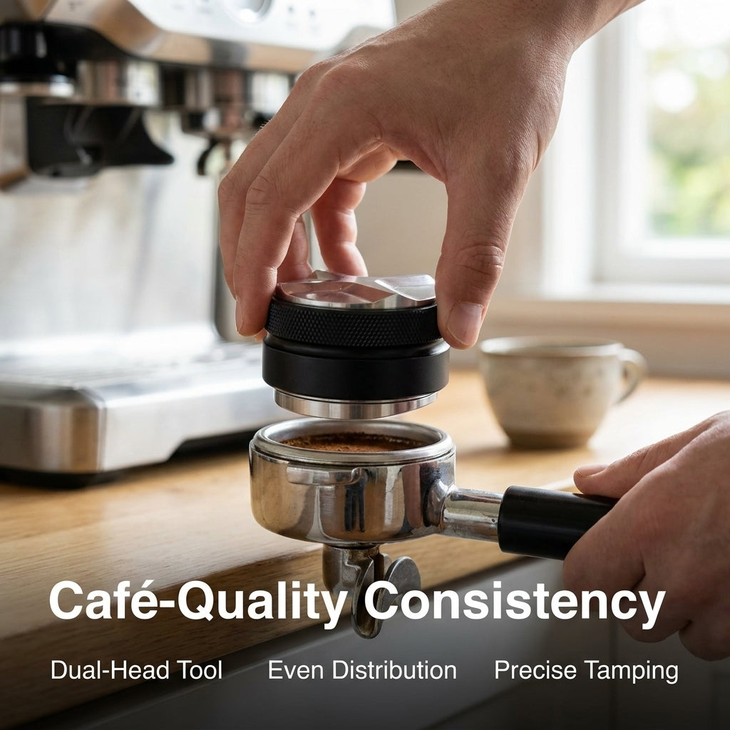58mm Dual-Head Coffee Distributor and Tamper - Heavy Duty Espresso Leveler