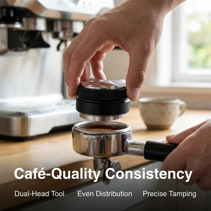58mm Dual-Head Coffee Distributor and Tamper - Heavy Duty Espresso Leveler