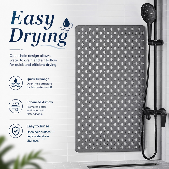 Round Textured Shower and Bathtub Mat 88x40cm - Gray
