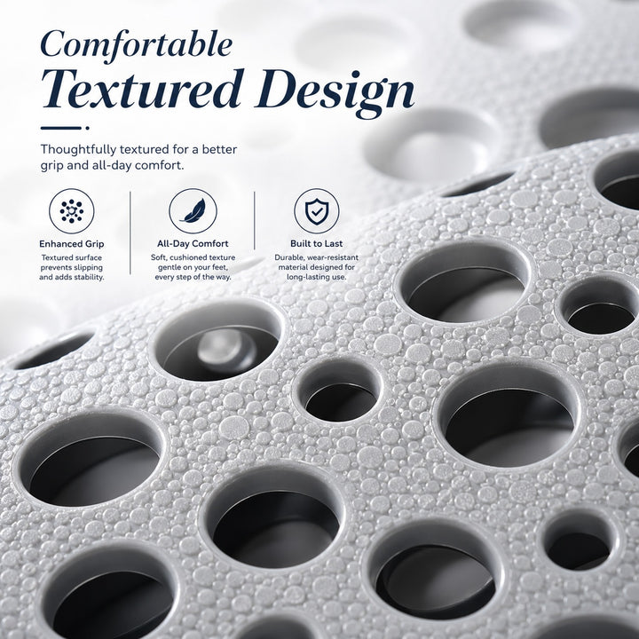 Round Textured Shower and Bathtub Mat 88x40cm - Gray