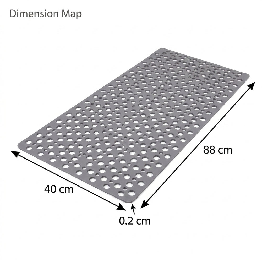 Round Textured Shower and Bathtub Mat 88x40cm - Gray