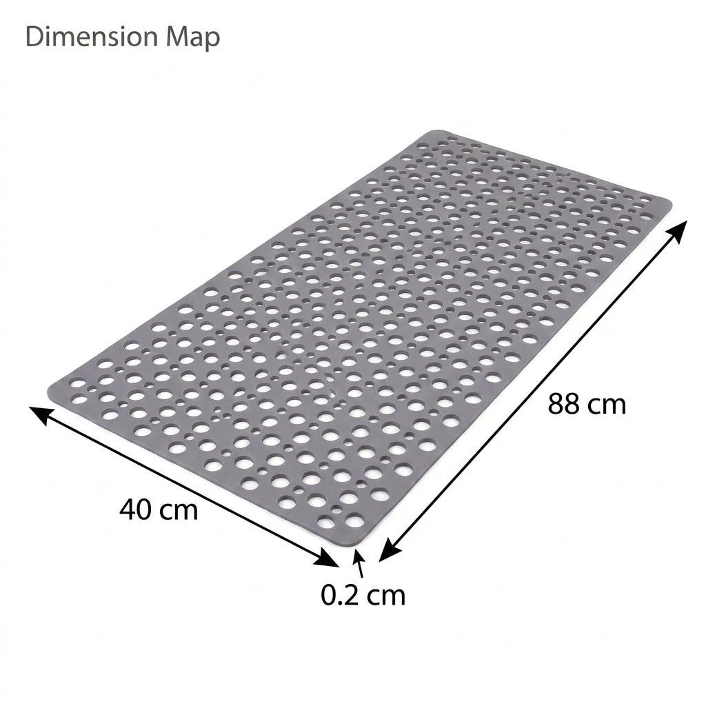 Round Textured Shower and Bathtub Mat 88x40cm - Gray