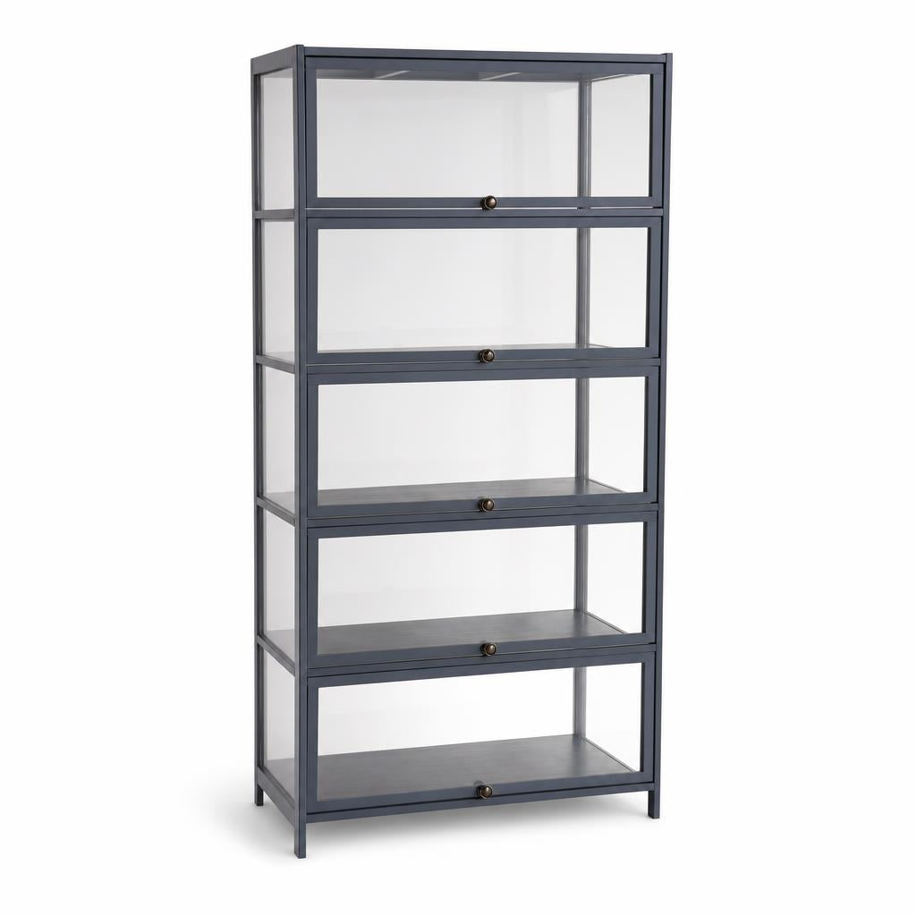 5-Tier Tall Display Cabinet with Clear Acrylic Doors - 80cm Gray