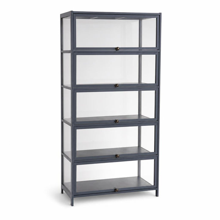 5-Tier Tall Display Cabinet with Clear Acrylic Doors - 80cm Gray