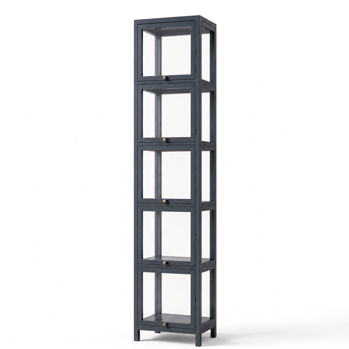 5-Tier Tall Display Cabinet with Clear Acrylic Doors - 30cm Gray