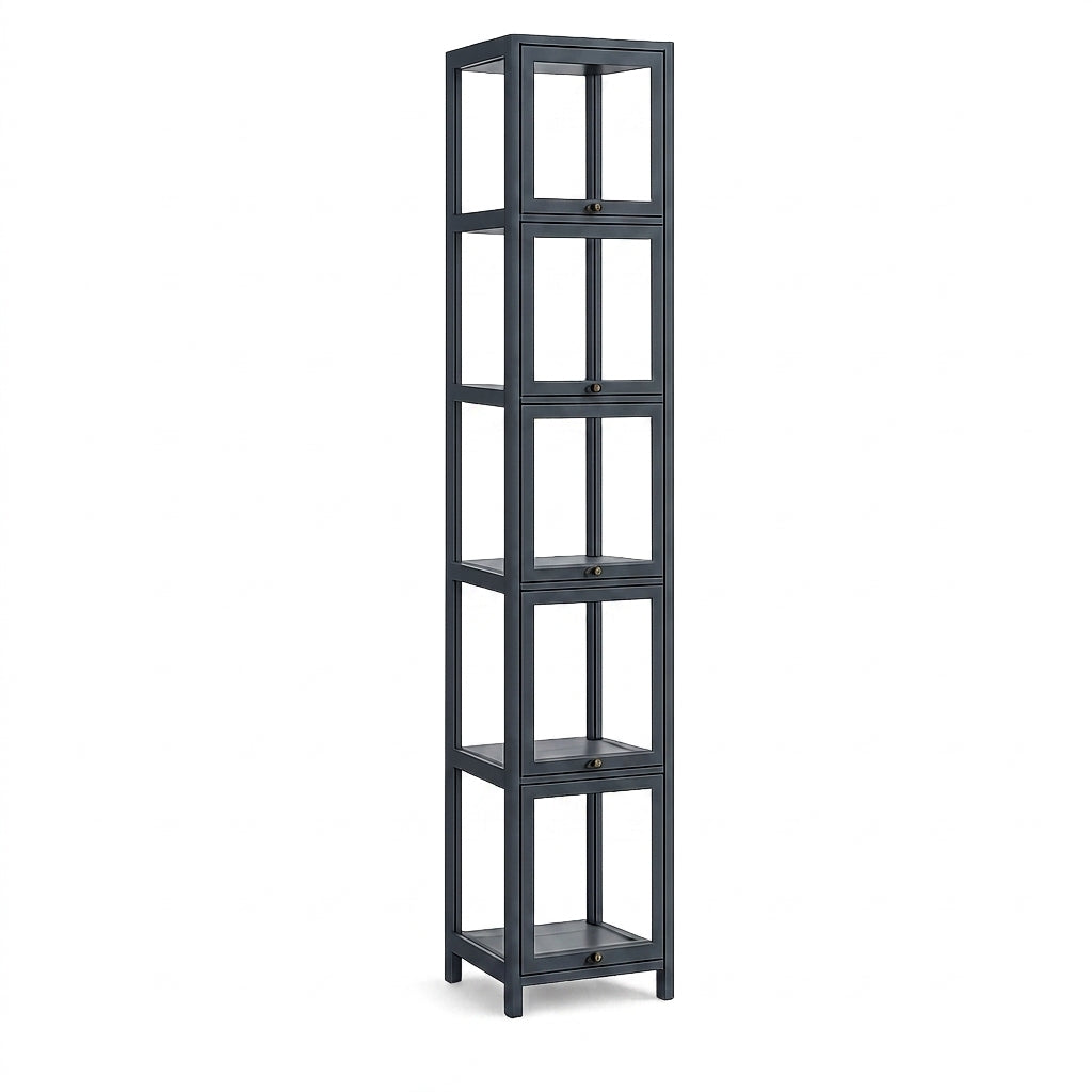 5-Tier Tall Display Cabinet with Clear Acrylic Doors - 30cm Gray