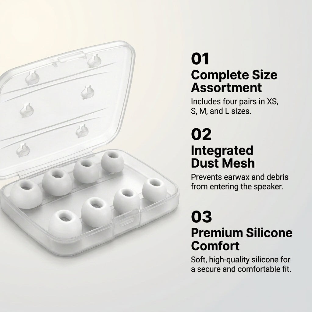 4 Pairs Replacement Silicone Ear Tips for AirPods Pro - XS, S, M, L Sizes