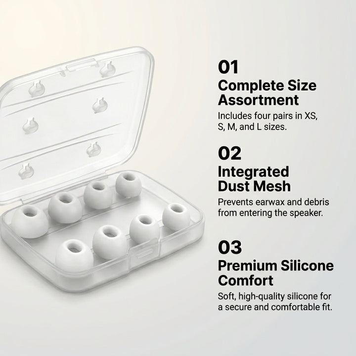 4 Pairs Replacement Silicone Ear Tips for AirPods Pro - XS, S, M, L Sizes