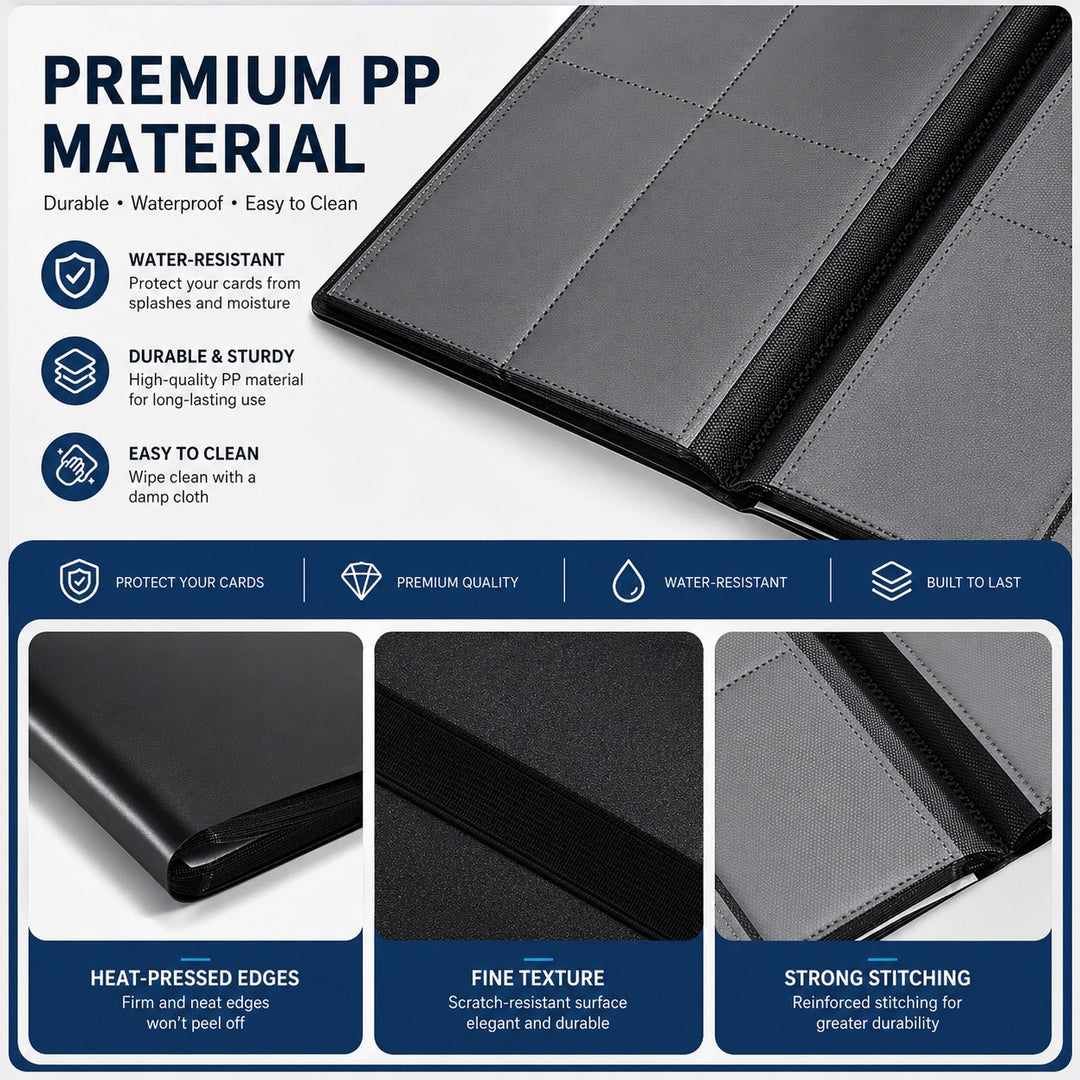 9 Pocket Trading Card Binder Album - 540 Card Capacity Side Loading - Black