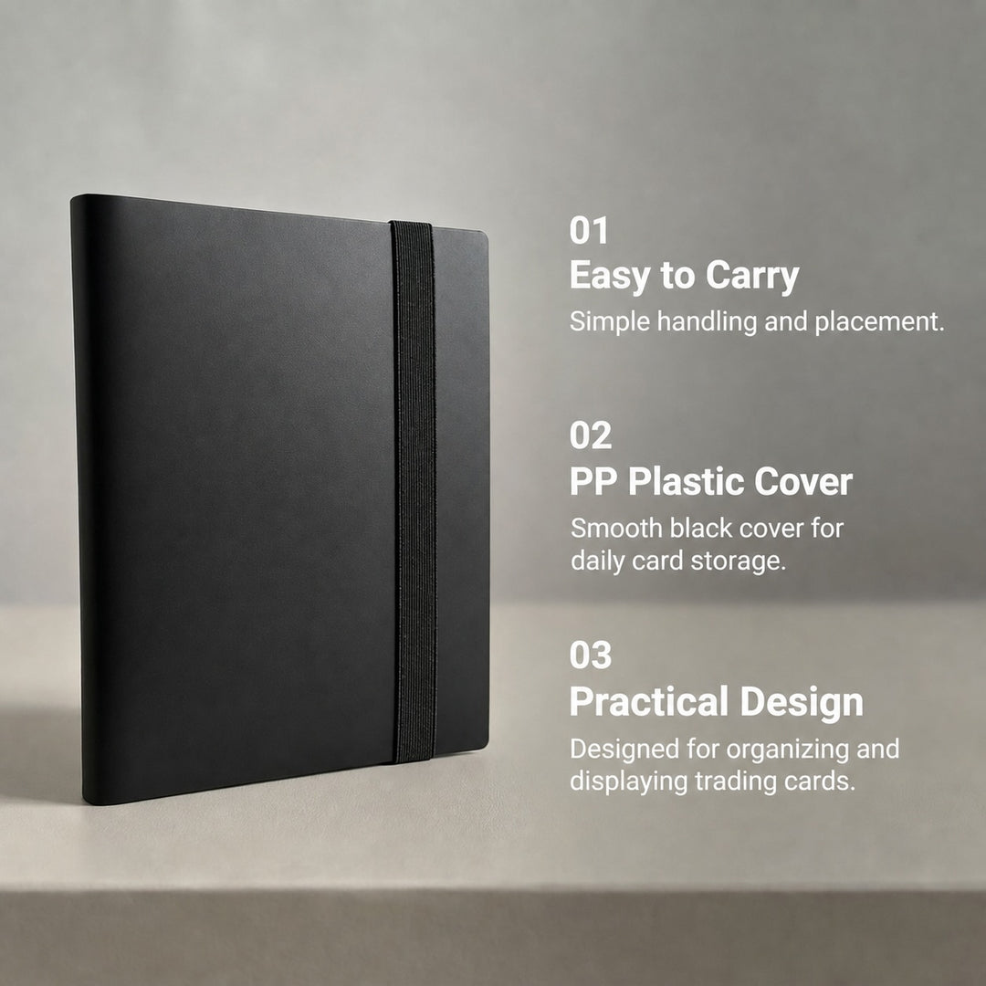 9 Pocket Trading Card Binder Album - 360 Card Capacity Side Loading - Black