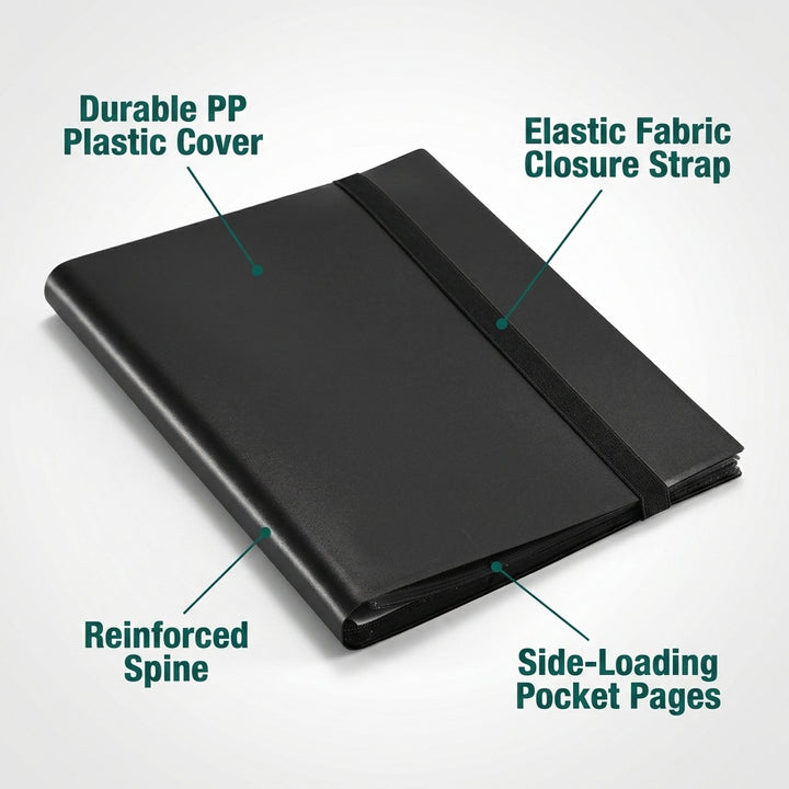 9 Pocket Trading Card Binder Album - 540 Card Capacity Side Loading - Black