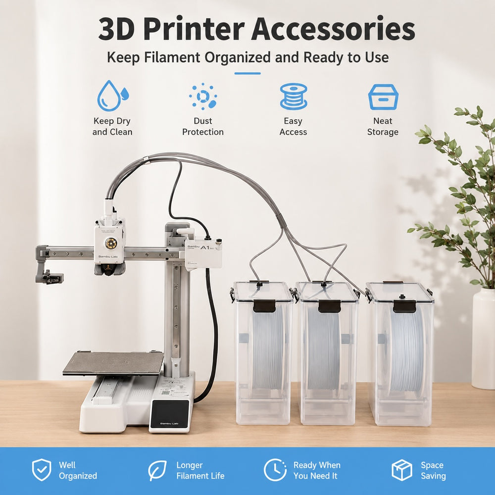 3D Printing Filament Dry Storage Box for 1kg Spools - Transparent Storage
