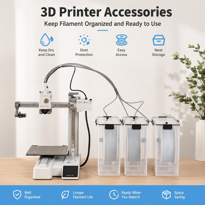 3D Printing Filament Dry Storage Box for 1kg Spools - Transparent Storage