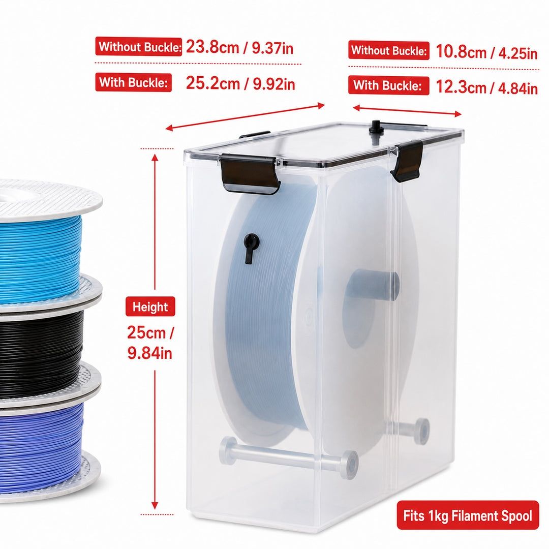 3D Printing Filament Dry Storage Box for 1kg Spools - Transparent Storage