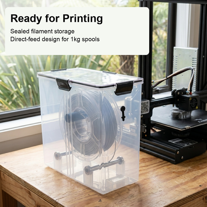 3D Printing Filament Dry Storage Box for 1kg Spools - Transparent Storage