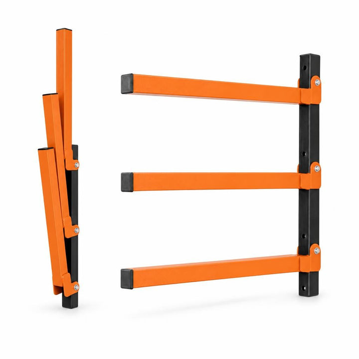 3-Tier Wall Mounted Folding Storage Rack for Long Items, Set of 2, Orange & Black