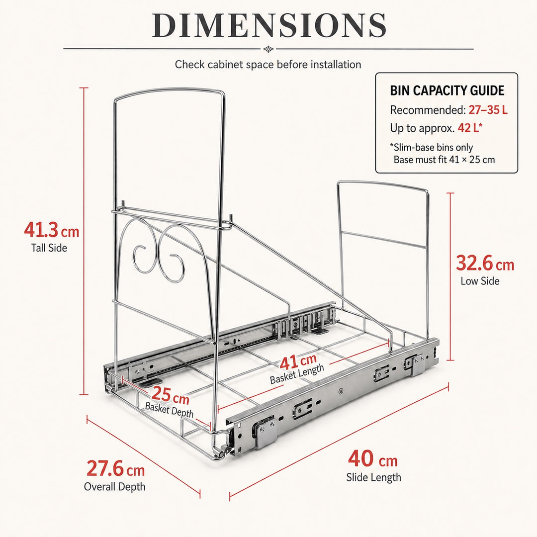Under-Sink Pull-Out Trash Bin Holder - Kitchen Cabinet Waste Rack