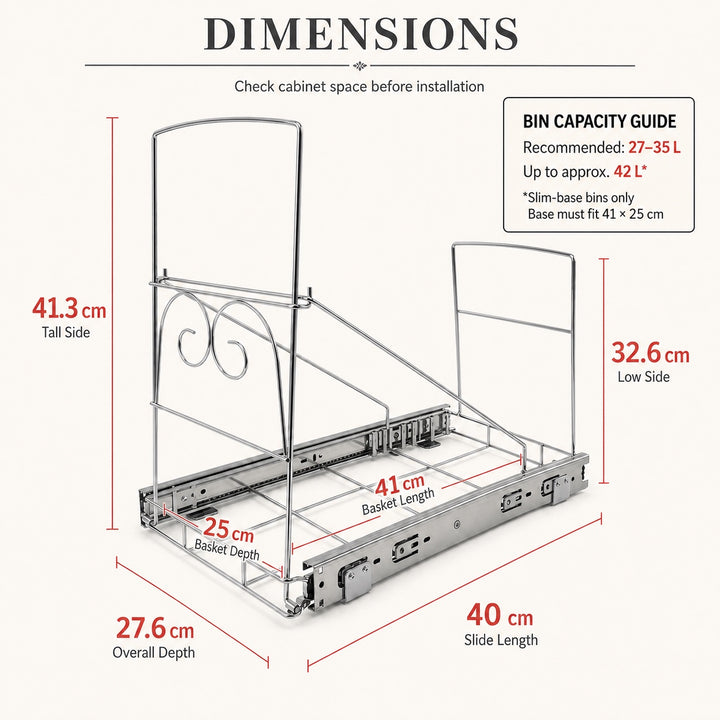 Under-Sink Pull-Out Trash Bin Holder - Kitchen Cabinet Waste Rack